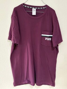 PINK Victoria’s Secret Oversized Pocket Tee Purple Large Short Sleeve T Shirt
